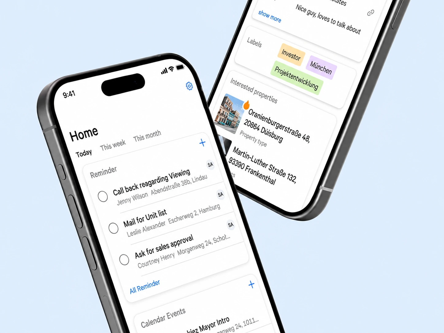 A real estate professional using the REO property app on a phone